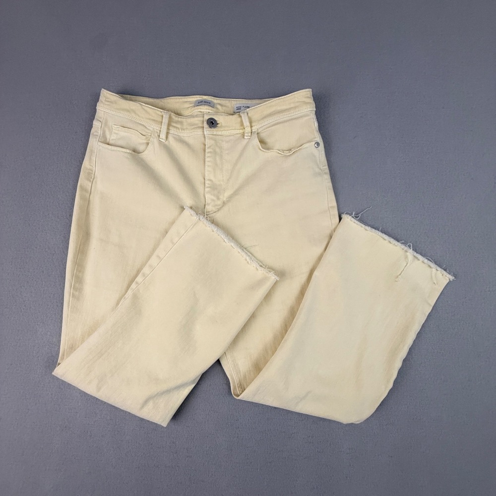 J.Jill Denim Kick-Flare Ankle Jeans Sunlight Cropped Raw Hem High Rise Womens 10